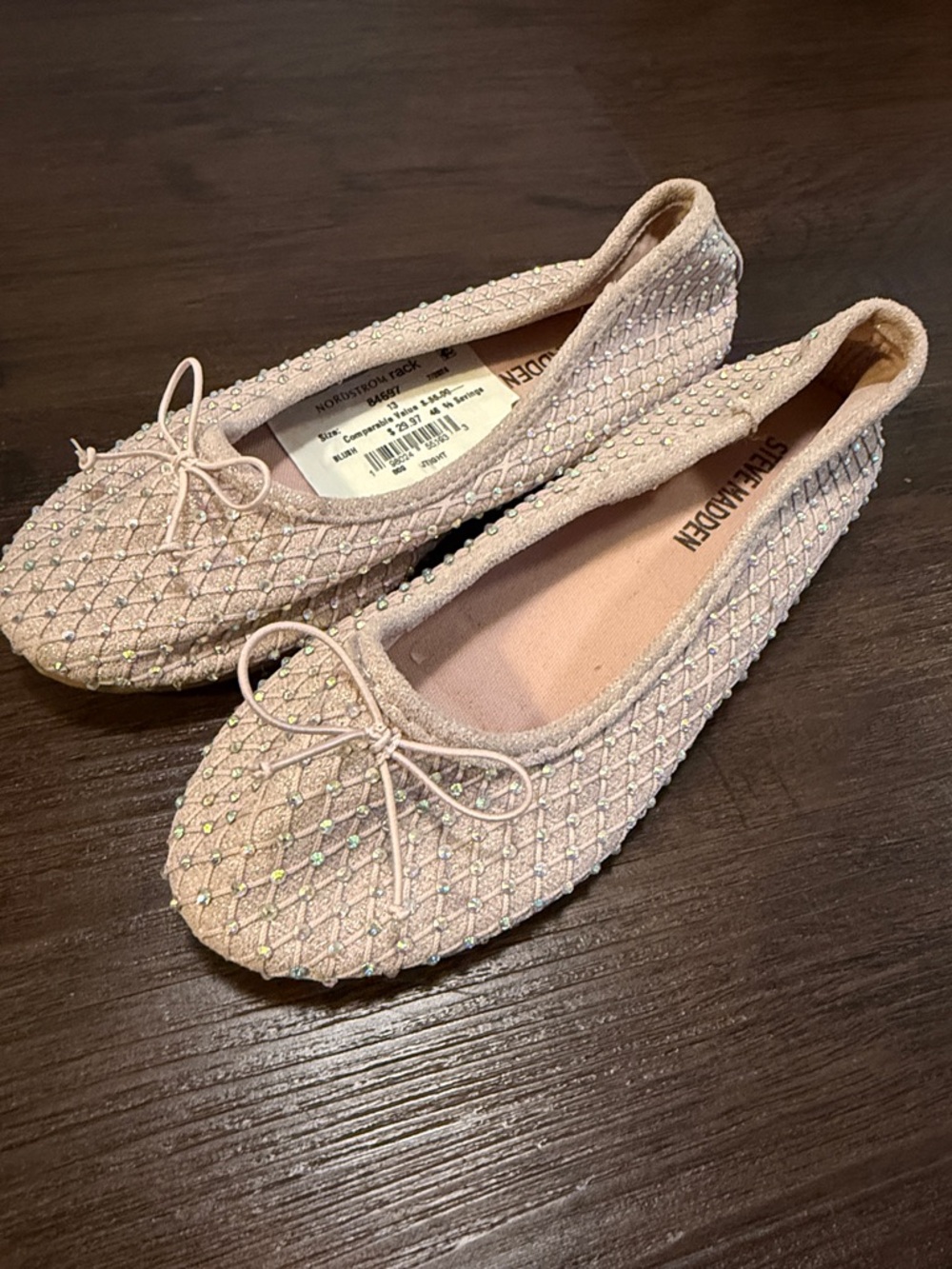 Steve Madden Blush Quilted Crystal Embellished Ballet Flats 13